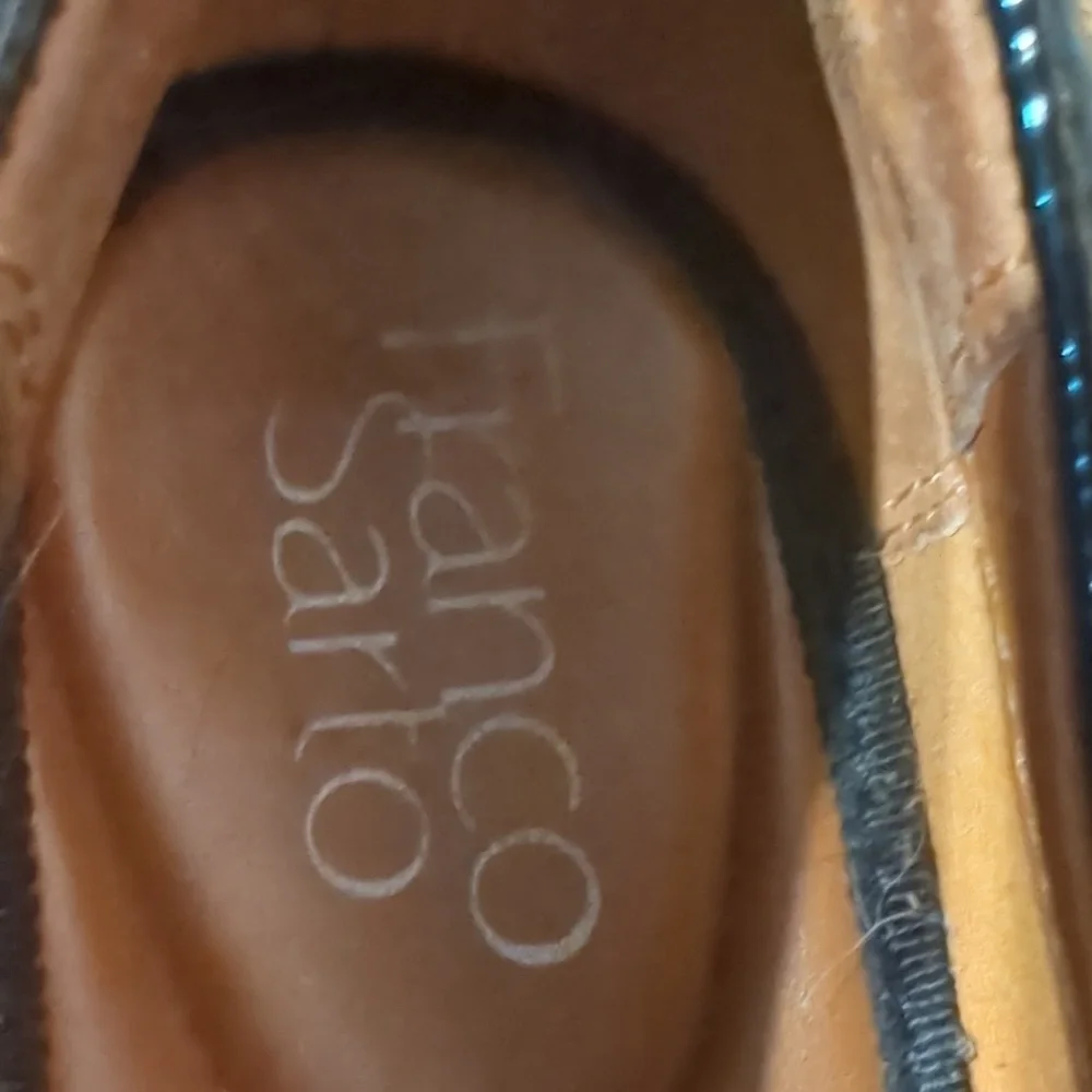 Franco Sarto Women's Shoe Loafer Balin Lug Sole Chunky Black Crinkle Size 8.5‎
